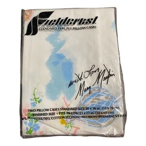 Vintage Fieldcrest Standard Percale Pillowcases Polycotton Mary Martin New